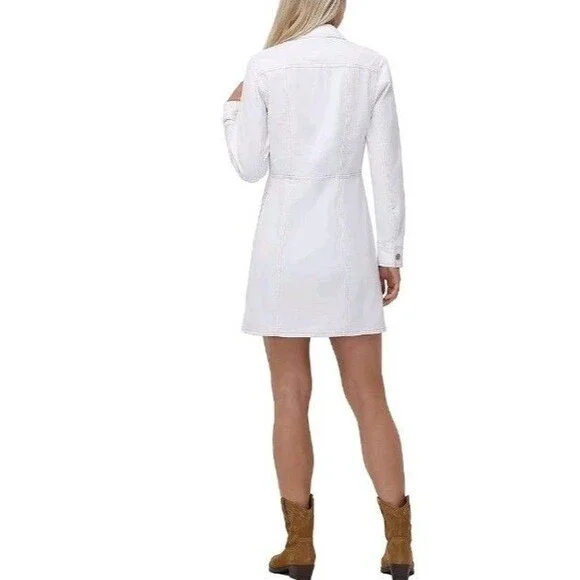 Frye Women's 100% Cotton Form Fitting Buttons Pockets Mini Denim Dress L - Picture 5 of 9